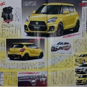 Suzuki Swift Sport 2017 màu vàng đã chính thức hé lộ toàn bộ thiết kế trên một tập san tin tức ô tô Nhật Bản.